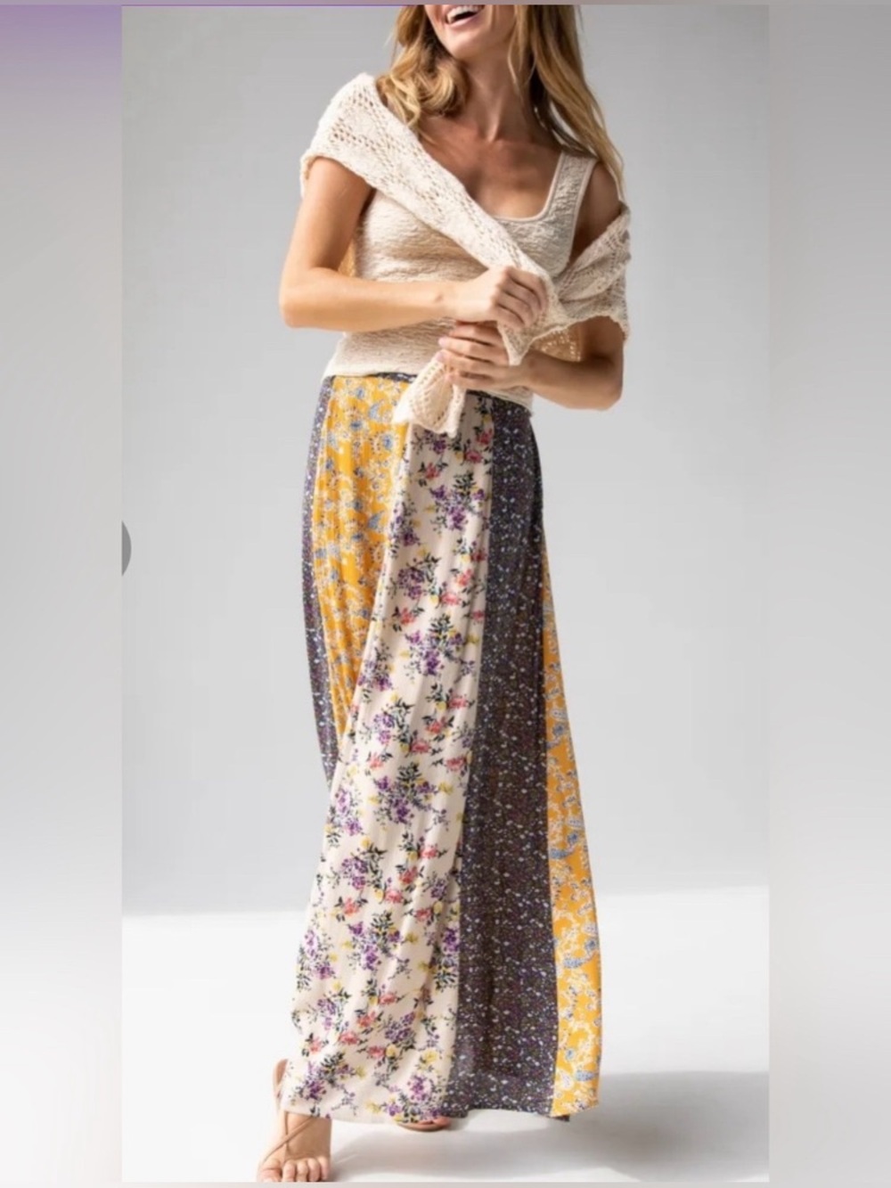 NATURAL LIFE Valentina Floral Boho Maxi Midi Skirt, Patchwork Paisley Prairie, S - Picture 2 of 10